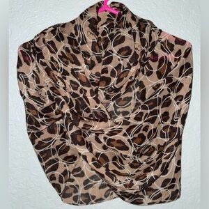 COACH SIGNATURE C OCELOT LEOPARD ANIMAL PRINT BROWN INFINITY SCARF